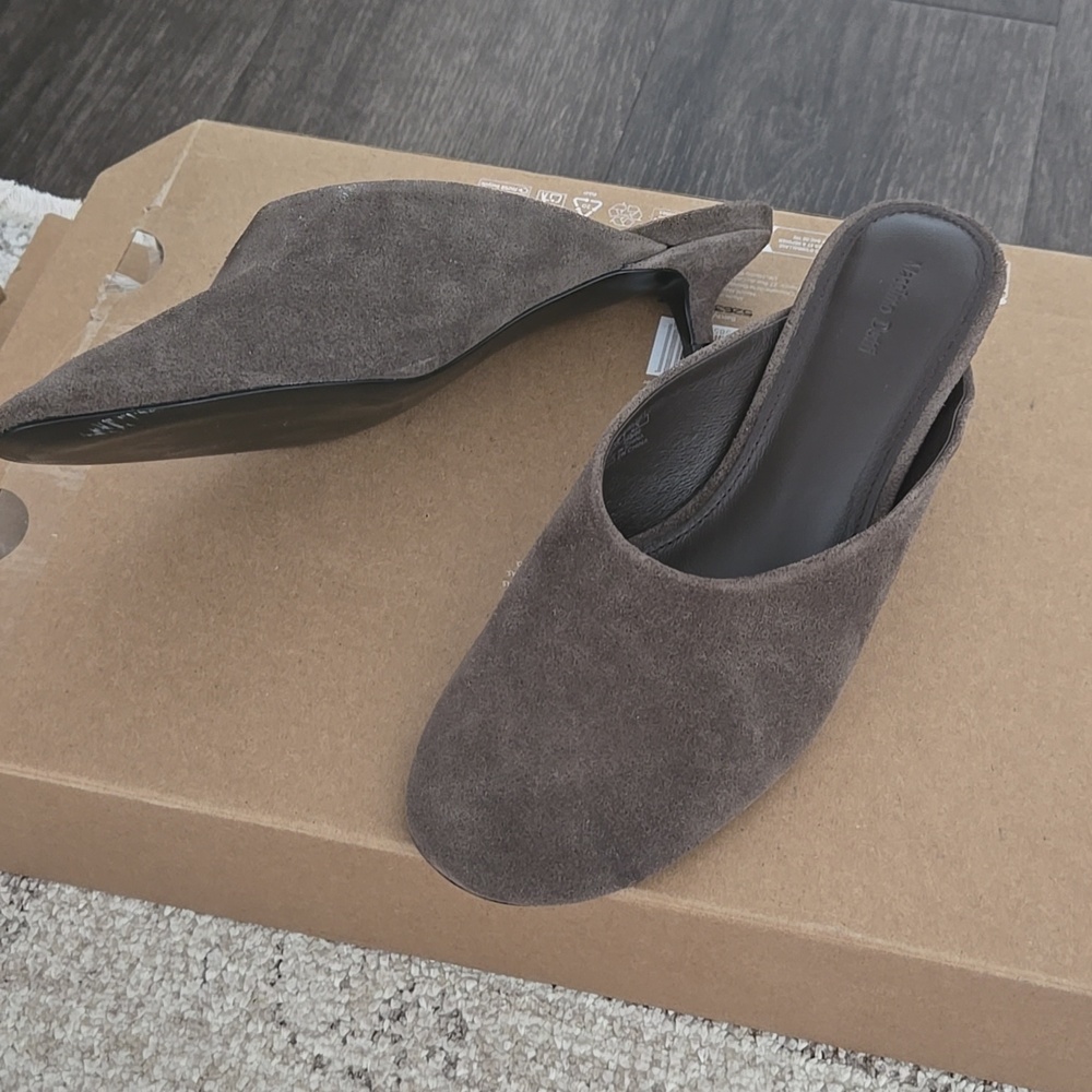 Massimo Dutti Brown Suede Mules Size 38